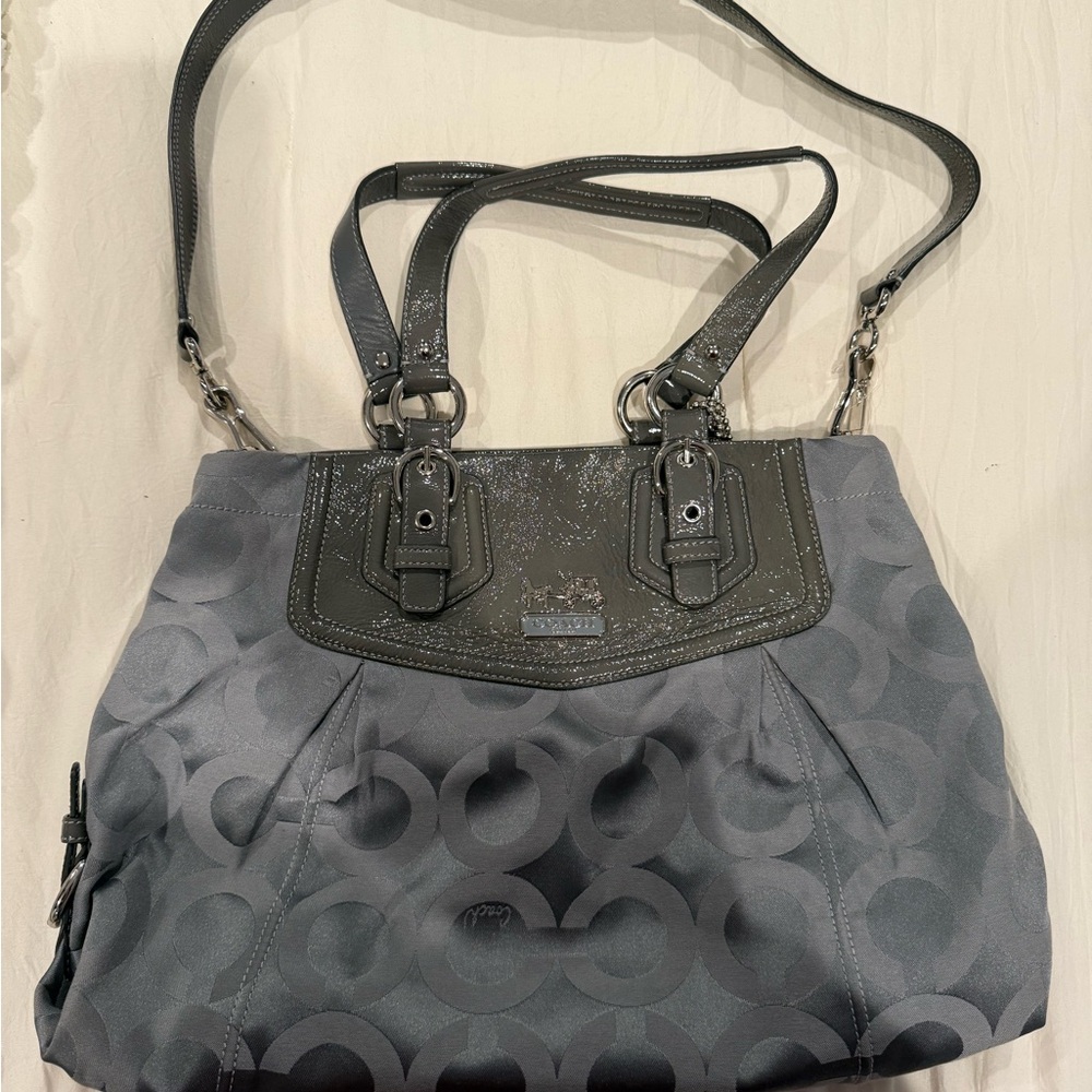 Coach Metallic Gray Shoulder Bag